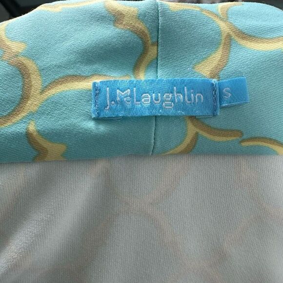 J. McLaughlin Blue Gold Scroll Print Catalina Cloth Wrap Panama Dress Size S - Picture 10 of 10